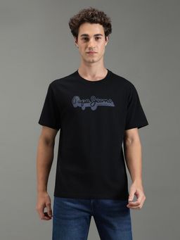 Pepe Jeans - Black Relaxed Fit Printed Short Sleeve T-Shirt