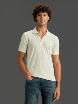 Pepe Jeans - Off White Self Design Regular Fit Polo T-Shirt