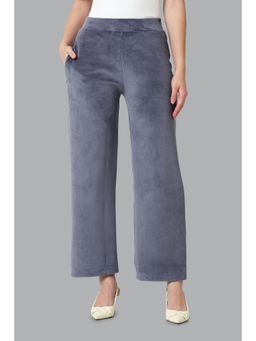 Van Heusen Woman Lingerie and Athleisure - Zipper Pocket Wide Leg Velour Pants - Grey Stone