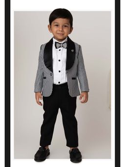 Little Collars - Black Solid Shirt with Trouser, Blazer with Bow