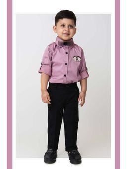 Little Collars - Lavender Solid Shirt with Trouser and Bow