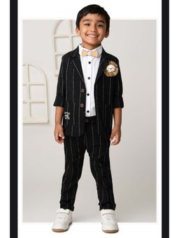 Little Collars - Black Stripes Blazer with Shirt, Trouser, Bow
