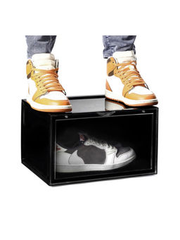 Story@Home - Sneaker Box Plastic Shoe Rack (Black, 1 Shelves)