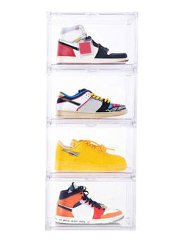 Story@Home - Sneaker Box Plastic Shoe Rack (Transparent, 4 Shelves)