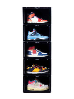 Story@Home - Sneaker Box Plastic Shoe Rack (Black, 5 Shelves)