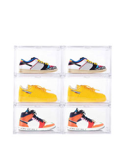Story@Home - Sneaker Box Plastic Shoe Rack (Transparent, 6 Shelves)
