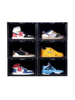 Story@Home - Sneaker Box Plastic Shoe Rack (Black, 6 Shelves)