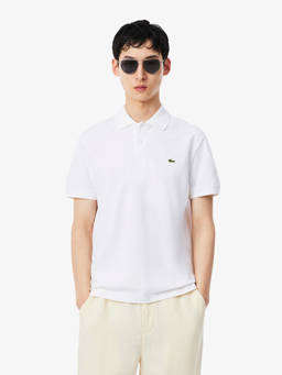 Lacoste - White Solid Plain Casual Cotton Blend Polo T-Shirt