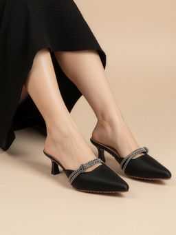Dollphin - Women Black Mules Heels