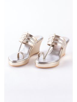 PREET KAUR - Women Gold Wedges Heels
