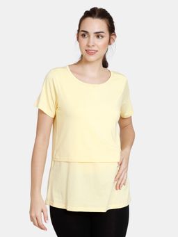 Zivame - Coucou Bamboo Maternity & Feeding Lounge Top With Front Zipper -pastel Yellow
