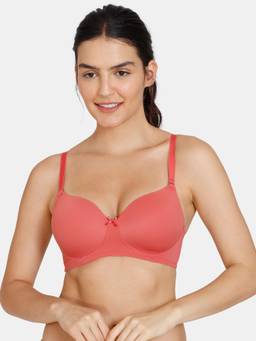Zivame - Padded Non Wired 3-4Th Coverage T-Shirt Bra - Mineral Red