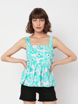 VERO MODA - Electric Green Floral Top