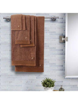 Maspar - Colorart 550GSM Embedded Stripe Solid Aero Brown Towels (Set of 6)