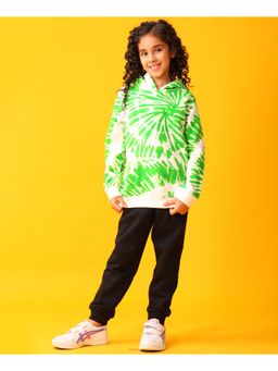 ANTHRILO - Green Swirl Girls Hoodie Black Jogger Set