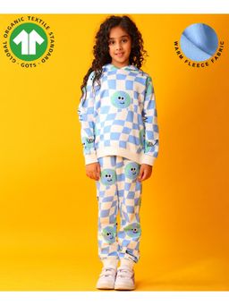 ANTHRILO - Globe Check Girls Fleece Hoodie Jogger Set - Blue