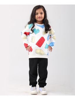 ANTHRILO - Block Builder Fleece Girls Sweatshirt with Jogger Set