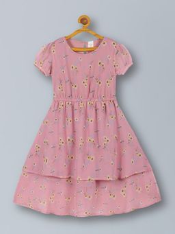 PLUM TREE - Girls All-Over Chiffon Dress - Pink