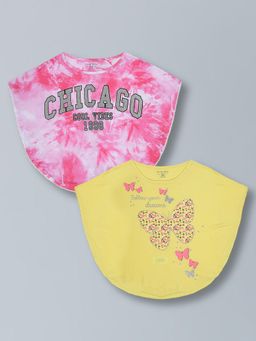 PLUM TREE - Girls Poncho Butterfly Print Top (Pack of 2)