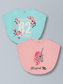 PLUM TREE - Girls Poncho Unicorn Print Top (Pack of 2)