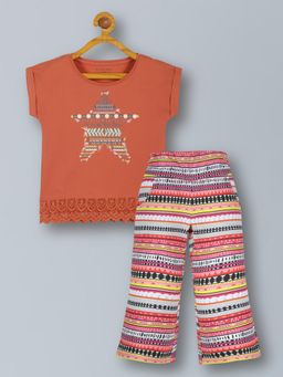 PLUM TREE - Girls Crop Top And Palazzo Pant Set