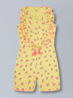 PLUM TREE - Girls All-Over Watermelon Knitted Jumpsuit - Yellow
