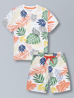 PLUM TREE - Boys Pure Cotton All-Over Co-Ordinating T-Shirt And Shorts