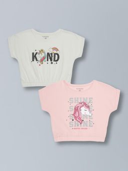 PLUM TREE - Girls Pure Cotton Crop Tops (Pack of 2)