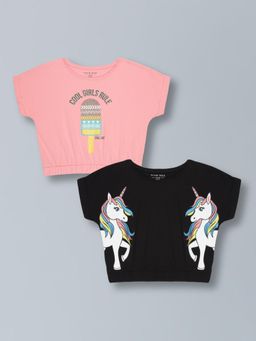 PLUM TREE - Girls Pure Cotton Crop Tops (Pack of 2)