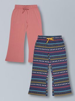 PLUM TREE - Girls Pure Cotton All-Over Wide Leg Palazzos (Pack of 2)