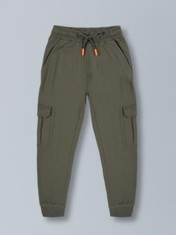 PLUM TREE - Boys Cargo Pocket Cotton Joggers - Olive