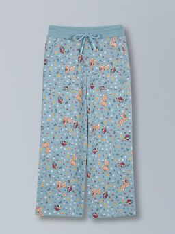 PLUM TREE - Girls Wide Leg Relaxed Fit Cotton Trousers - Blue