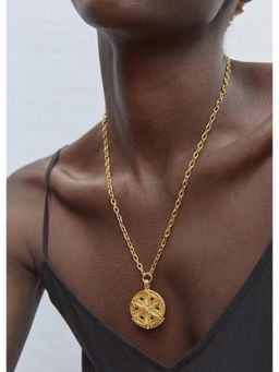 Arvino - Garnet Medallion Pendant Gold Necklace