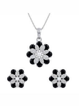 Anoree - Midnight Bloom Luxe Black Pendant with Chain and Earrings