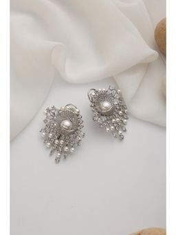 SWABHIMANN - Catalina Silver Zirconia Stud White Earrings