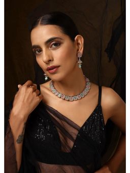 SWABHIMANN - Sahina Zirconia Multicolor Necklace with Earrings