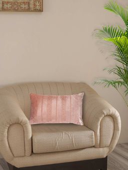 Maspar - Vintage Exotic Heritage Ctity Stripes 310 Gsm Cotton Embroidery Peach Medium Cushion Cover
