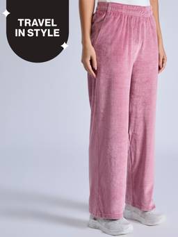Nykd by Nykaa - Cozy Textured Velour Pants With Super Soft Brushed Inner NYS919 Pink