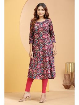 Cotton Culture - Purple Rayon Embroidered A Line Kurta