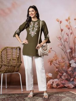 Nayam by lakshita - Embroidered Straight Crepe Tunic for Women