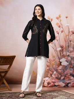 Nayam by lakshita - Paisley Embroidered Straight Buttondown Shirt Tunic for Women