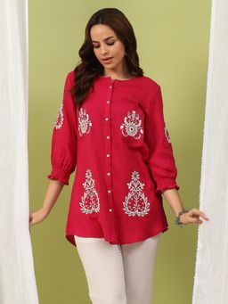 Nayam by lakshita - Embroidered Above Knee Cotton Tunic for Women