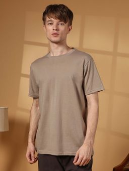 Campus Sutra - Men Cloud Grey Solid Regular T-Shirt
