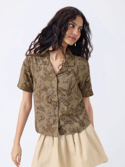 The Souled Store - Official Looney Tunes: Too Sketchy Brown Women Holiday Shirt