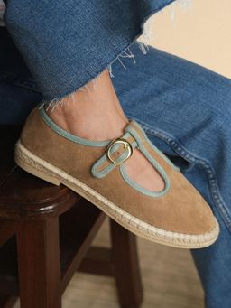 Theater - Women Catalonia Beige Suede Mary Jane Espadrilles Shoes