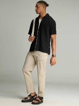 Cava Athleisure - Beige Solid Straight Fit Trouser