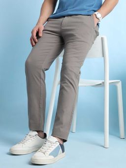 Dennis Lingo - Grey Solid Straight Fit Trouser