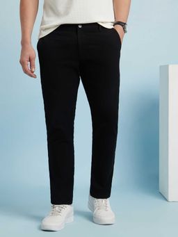 Dennis Lingo - Black Solid Straight Fit Trouser