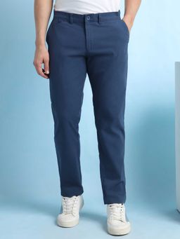 Dennis Lingo - Blue Solid Straight Fit Trouser