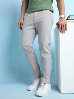 Dennis Lingo - Grey Solid Straight Fit Trouser